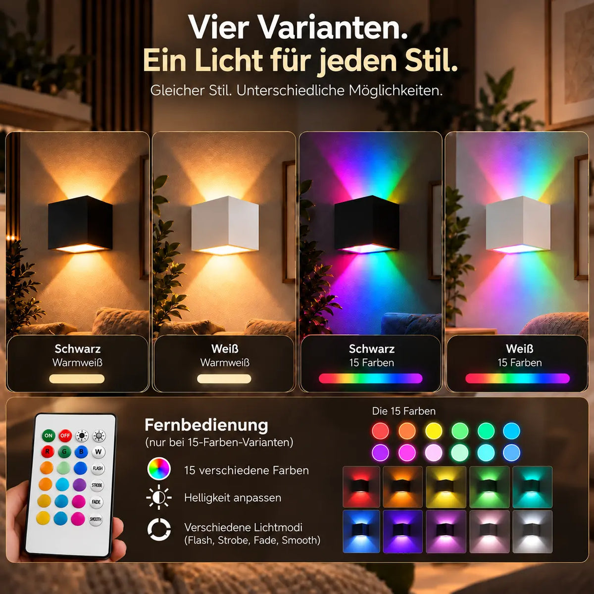 LUMERA Cube – Kabellose LED-Wandleuchte mit Magnetbefestigung & Akku
